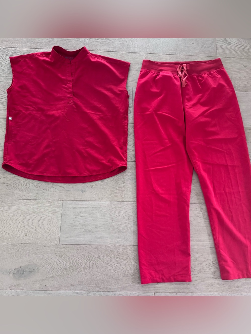 Figs red top size small, pants size L